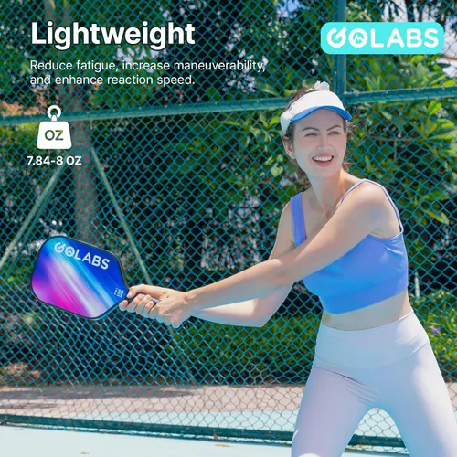 Miniatura 4 de Juego de palas de pickleball Golabs PB1 de 2, superficie duradera de fibra de vidrio y núcleo de polímero de potencia STR de 16 mm de núcleo, Rosa