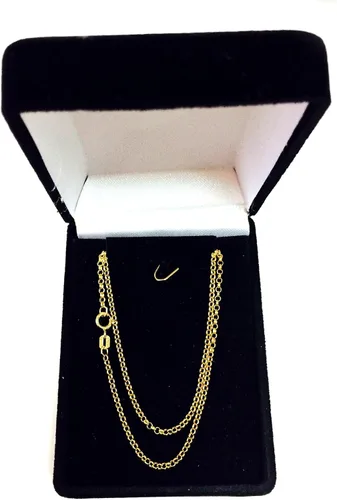 Miniatura 4 de Jewelry Affairs Collar de cadena de eslabones Rolo redondo de oro amarillo de 10 quilates, 0.075 in