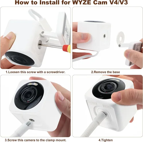 Miniatura 5 de Paquete de 2 soportes de abrazadera flexible para cámara Wyze Cam Pan V3 para interiores y exteriores, Cam Pan V2, Cam V4/V3/V2, cámara al aire