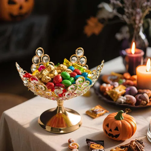 Miniatura 6 de 2 cuencos florales de cristal para caramelos/plato de frutas decorativo, elegante centro de mesa de marco de metal, plato de frutas y bandeja