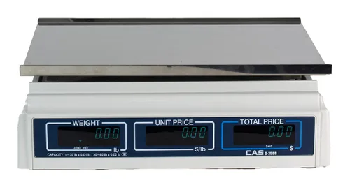 Miniatura 3 de CAS S-2000-30 Báscula electrónica de cálculo de precios, capacidad de 30 libras, rango único, báscula comercial de alimentos certificados por NTEP