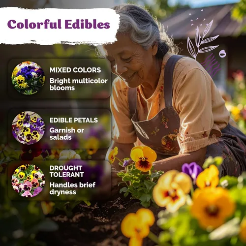 Miniatura 4 de KVITER 1600 semillas de pensamiento de los gigantes suizos para plantar (Viola wittrockiana) - Paquetes de semillas de colores mixtos Flores