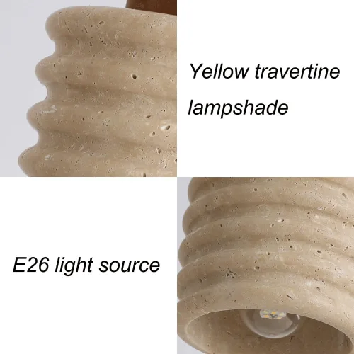 Miniatura 5 de Modern Instant Pendant Lights, 2 Pack Mini Ceiling Hanging Lighting, Nordic Retro Natural Travertine Shade Chandelier for Kitchen Island Living Room
