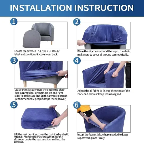 Miniatura 7 de NILUOH - Funda elástica para silla de club de 2 piezas, funda suave y elástica para silla de bañera, fundas para sillas de barril, fundas