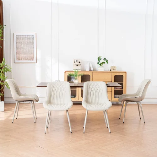 Miniatura 9 de Juego de 2 sillas de comedor YOUNIKE con respaldo alto, sillas de cocina y comedor estilo de mediados de siglo, tapizadas en cuero sintético, silla