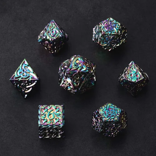 Miniatura 6 de KakapopoTCG. - Juego de dados de metal poliédrico, 7 piezas, extra pesado, extra grande, para Dungeons and Dragons. Call of Cthulhu, Pathfinder