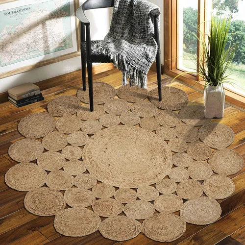 Miniatura 19 de LR Home - Alfombra ovalada de yute natural de 5 x 7 pies para decoración del hogar, alfombras trenzadas para sala de estar, dormitorio, sala
