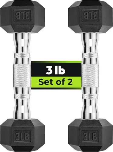 HANDBODE Juego de 2 mancuernas hexagonales de 2.5 a 65 libras con revestimiento de goma, mancuernas para ejercicio y fitness, peso de mano para