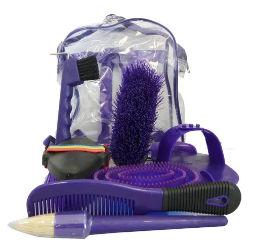 Miniatura 2 de AJ Tack Kit de aseo de caballos para niños de 8 piezas, color azul