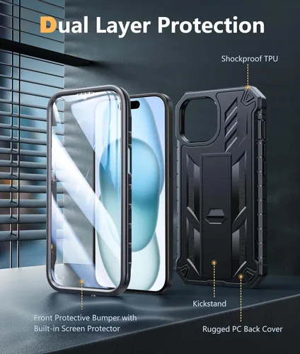 Miniatura 8 de FNTCASE Funda para iPhone 15: funda para iPhone 13, 14 y 16e, de grado militar, protección rígida a prueba de golpes, funda protectora rígida