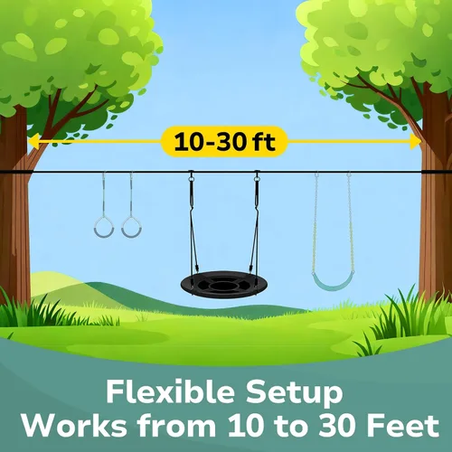 Miniatura 5 de Hapfan Slackline - Juego de columpios para patio trasero, juego de columpio de platillo de 40 pulgadas entre árboles, equipo de juego al aire libre
