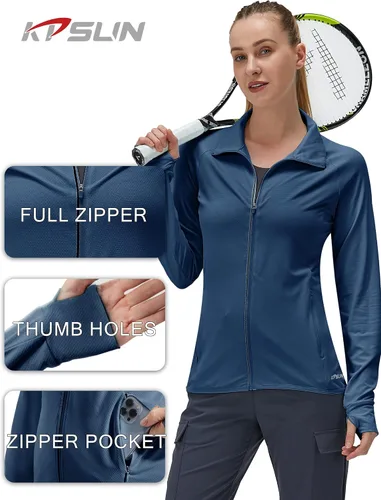 Miniatura 5 de Ropa de manga larga con protección solar UPF 50 para mujer para senderismo ligera con cierre SPF