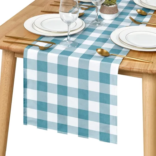 Miniatura 15 de Hiasan - Mantel rectangular a cuadros - Mantel lavable resistente a las manchas, al agua y a las arrugas, para comedor, 54 x 80 pulgadas