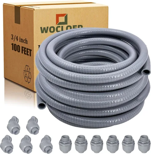 Miniatura 14 de Conducto hermético a líquidos de 1 pulgada y 25 pies, kit de conector y conducto eléctrico flexible no metálico hermético a líquidos, con 5