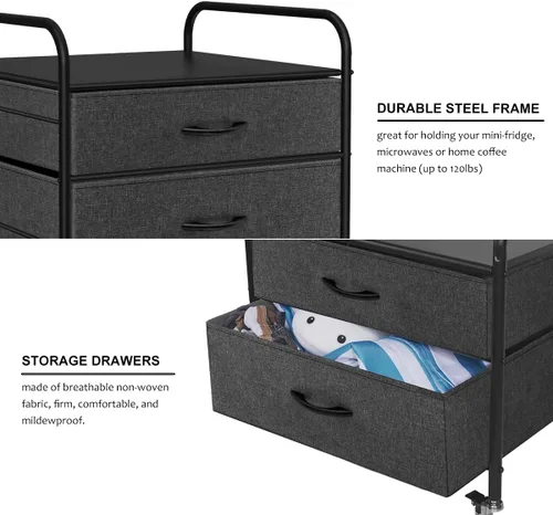 Miniatura 6 de WAYTRIM Mini soporte para refrigerador con almacenamiento, soporte para refrigerador de cocina, soporte organizador de refrigerador para Negro