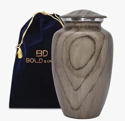 Miniatura 18 de BOLD & DIVINE Urna de recuerdo con textura de madera Urna conmemorativa de cenizas humanas, de entierro, urnas de cremación funerarias
