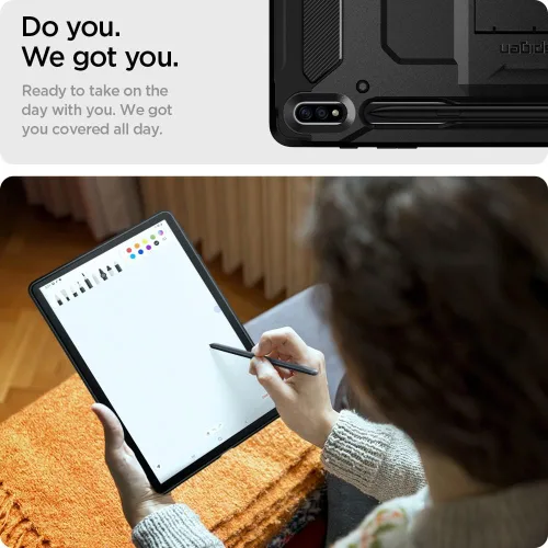 Miniatura 4 de Spigen Funda rígida rígida para Galaxy Tab S8+ Plus/S7+ Plus (2020), Tough Armor Pro con soporte y soporte integrado para S Pen, protección de doble
