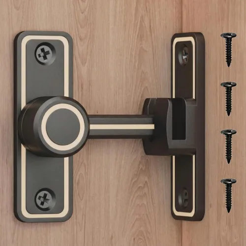 Miniatura 6 de Pestillo de Privacidad para Puerta de Granero, Cerradura Corredera de 90°/180°, Aleación de Zinc, Montaje con Adhesivo o Tornillos