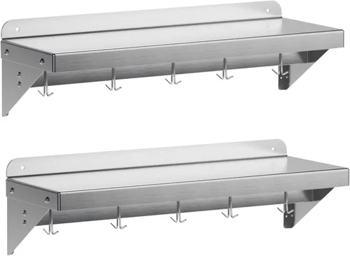 Miniatura 12 de Paquete de 2 estantes de almacenamiento multifuncionales de metal con tapa trasera para cocina, [certificado NSF] Estante de montaje en pared de Dos