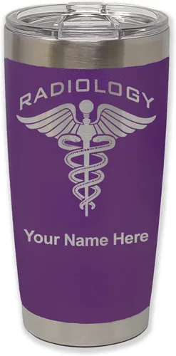 Miniatura 38 de LaserGram Vaso aislado al vacío de 20 onzas, radiología, grabado personalizado incluido (azul claro)