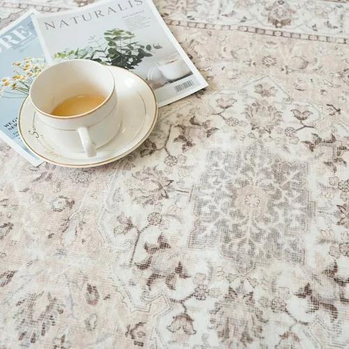 Miniatura 8 de Alfombra lavable para pasillo, de cocina, para entrada, alfombra suave vintage, antideslizante para interiores, para baño, sala de estar y Beige