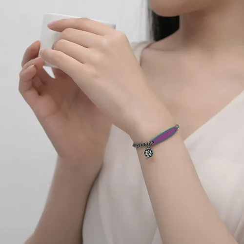 Miniatura 57 de LinnaLove - Pulsera de identificación de alerta médica con cadena Rolo simple pregrabada para mujer