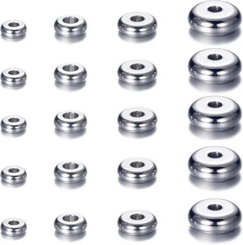 160pcs 0.157 in 0.197 in 0.236 in 0.315 in acero inoxidable plano redondo cuentas espaciadores joyería hallazgos accesorios para hacer pulseras
