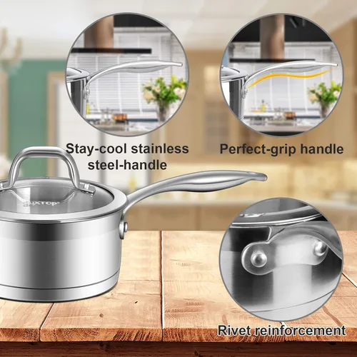 Miniatura 3 de Duxtop, juego de utensilios de cocina de acero inoxidable de inducción lista, con tecnología de unión por impacto., Acero inoxidable