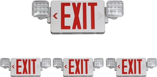 Miniatura 10 de TANLUX Letrero de salida de carcasa negra con luces de emergencia, luz LED de salida de emergencia con batería de respaldo, certificación UL, combo