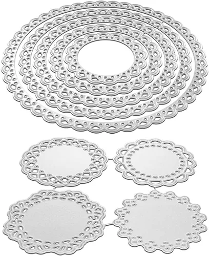 FineGood - Juego de 2 troqueles de flores para hacer tarjetas, 9 troqueles de corte de metal, troqueles circulares de encaje, troqueladores para