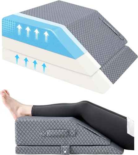 Wellsin Almohada de pierna de cuña ajustable de 2 alturas para elevación, almohadas de elevación de piernas de espuma viscoelástica para hinchazón