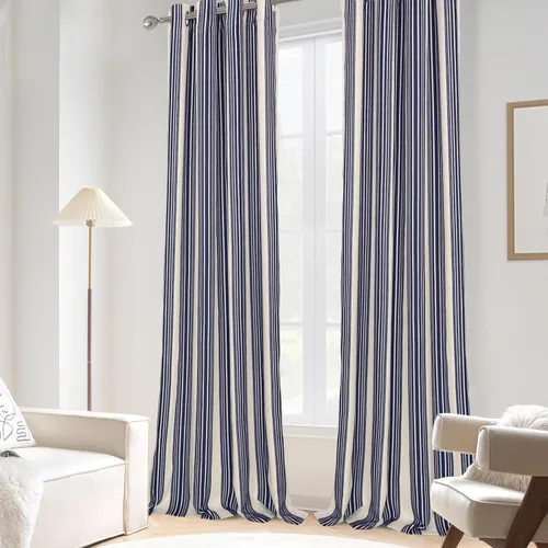 Miniatura 15 de DriftAway Chris Linen - Cortinas opacas con capa térmica y reductora de sonido, 63 pulgadas de largo para dormitorio, cortinas estampadas a rayas