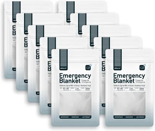 Miniatura 9 de Altland Paquete de 25 mantas de emergencia, mantas reflectantes de calor a granel para kits de supervivencia en invierno, preparación