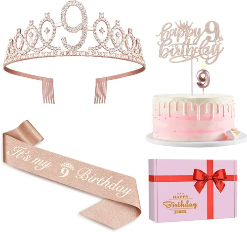 Miniatura 25 de Decoraciones de cumpleaños número 13 para niñas, incluyendo corona/tiara de cumpleaños 13, banda oficial para adolescentes y decoración de pastel
