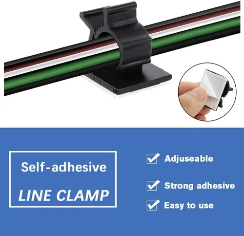 Miniatura 3 de Viaky 30 clips de alambre de cable negro ajustables de nailon para gestión de cables adhesivos, adecuado para cables de diámetro máximo de 0.5