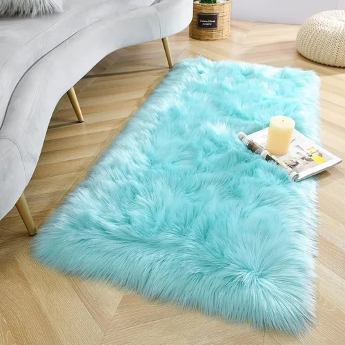 Miniatura 37 de LOCHAS Alfombra mullida ultrasuave, alfombra de pelo sintético de oveja, para el dormitorio, para colocar junto a la cama, para la sala