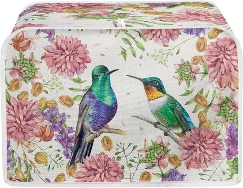 Funda para tostadora de flores de colibrí de 2 rebanadas, cubierta acolchada para tostadora de dos rebanadas, cubierta a prueba de polvo para cocina