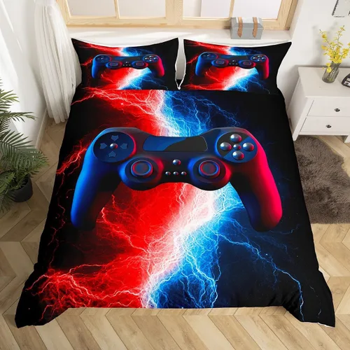 Miniatura 40 de Funda de edredón con estampado de mando de videojuegos para niños, tamaño individual (sin edredón), juego de ropa de cama Play Gamer para niños