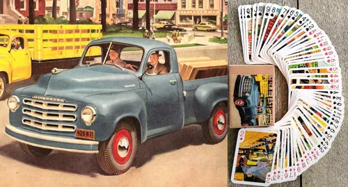 Miniatura 6 de Carteles de juego de camiones pesados (baraja de póquer 54 cartas, todas diferentes) Carteles automotrices retro vintage camiones maquinaria