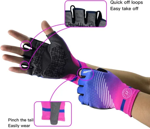 Miniatura 5 de Darevie Guantes de ciclismo, guantes de ciclismo de medio dedo, suaves y ligeros, guantes de ciclismo acolchados de gel que absorben los golpes