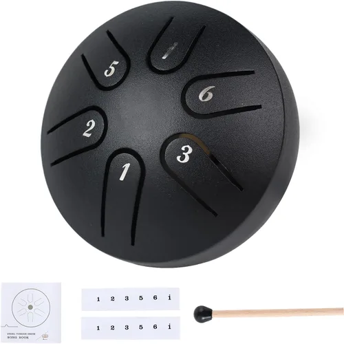 Yahpetes Tambor de lengua de acero, instrumento de percusión musical, tambor de lluvia de metal para exterior, 3 pulgadas, 6 notas, Clave-C para
