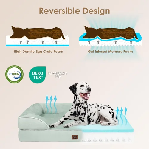 Miniatura 278 de EHEYCIGA – Cama ortopédica impermeable para perros pequeños, de espuma viscoelástica tipo caja de huevos, con bordes elevados y base antideslizante