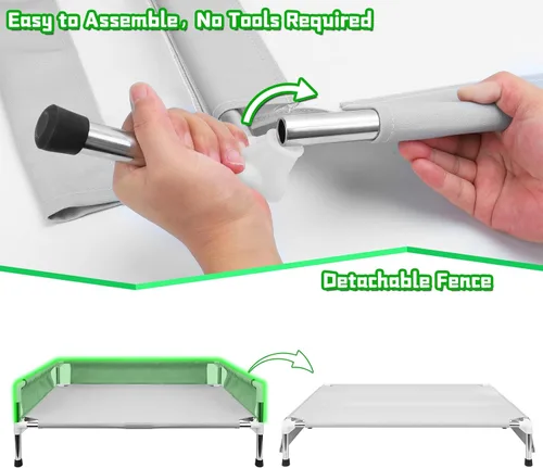 Miniatura 4 de Makerfire Cama elevada para perro, sofá cama elevada para perros medianos, cuna refrescante desmontable para interiores y exteriores, con patas