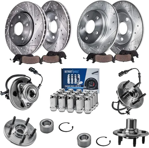 Miniatura 38 de Detroit Axle - Kit de freno delantero para Ford Explorer Mercury Mountaineer 2002-2005 Bujes de rodamiento de rueda perforados y ranurados rotores