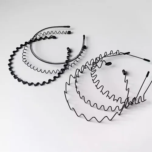 Miniatura 8 de Diademas de Metal, Con Dientes Cinta para el Cabello para Hombres, Diademas para Mujeres, Unisex Negro Ondulado Primavera Deportes al Aire Libre