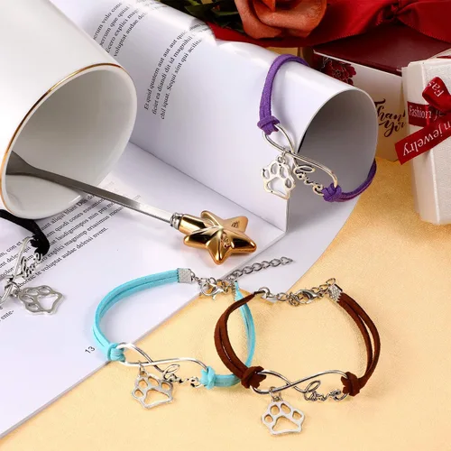 Miniatura 6 de Paquete de 15 pulseras de pata para niños y adultos, ajustables, pulseras con dijes, cachorros, perros, gatos, animales para fiestas temáticas
