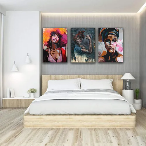 Miniatura 4 de Ecyanlv Lienzo de mujer afroamericana para pared, cuadros de mujeres negras, pinturas abstractas de arte africano, retrato de mujer negra, arte