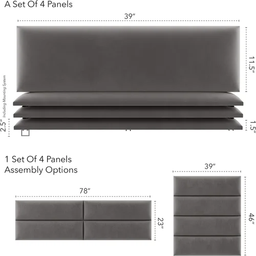 Miniatura 112 de Vant - Paneles tapizados para pared - Cabeceros montados en la pared tamaño King/Cal King - Cuero vintage blanco tórtola - Twin/King - Juego de 4