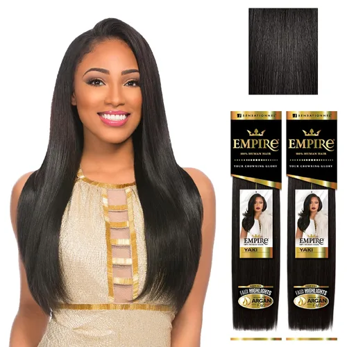 Miniatura 9 de Sensationnel Cabello humano Empire Yaki – Tejido sin enredos para un tejido rápido y coser en estilos para reflejos falsos y parte media falsa dejar