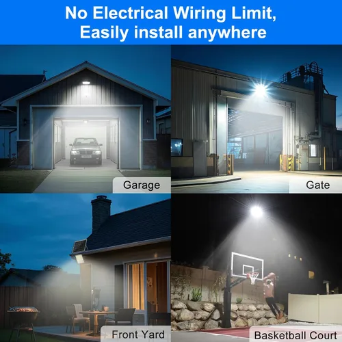 Miniatura 8 de Luces solares de 100W al aire libre 10000LM LED Luz automática con batería de 10000mAh, luz de seguridad de inundación solar alimentada por energía